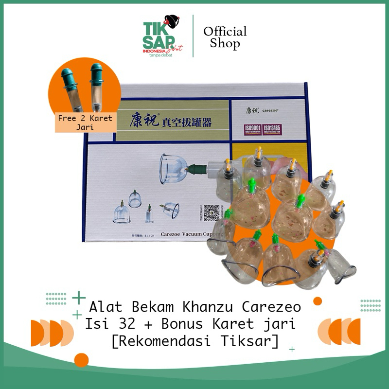 Carezo Vacuum Cuping Alat Bekam Khanzu Isi 32 + Bonus 2 Karet Jari