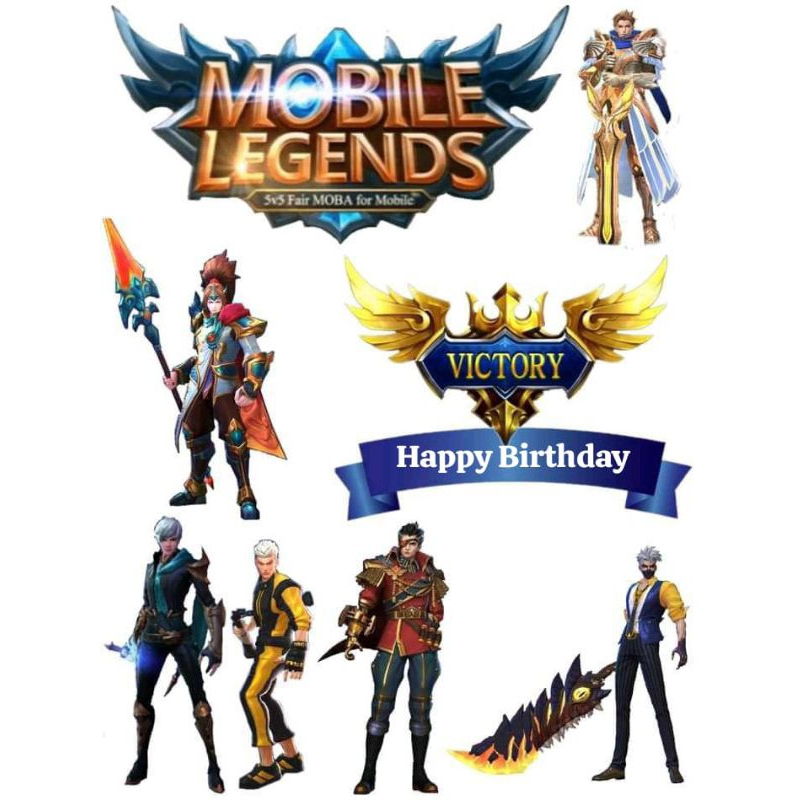 Part 2 | Topper MOBILE LEGENDS Birthday Custom Nama/ Hiasan Cake Ultah Mobile Legends ML