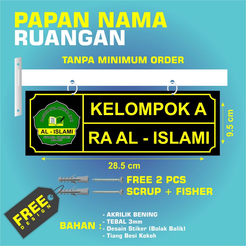 

Papan Gantungan Nama Ruangan Akrilik Laser Cutting
