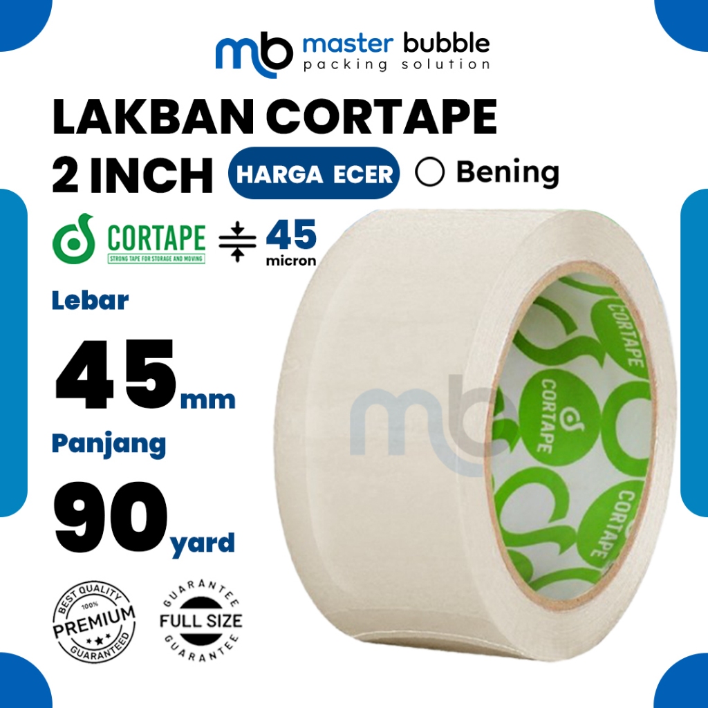 

Lakban Selotip Isolasi Polos Bening 2 inch 45 mm x 90 yard Premium Cortape Harga Ecer Satuan