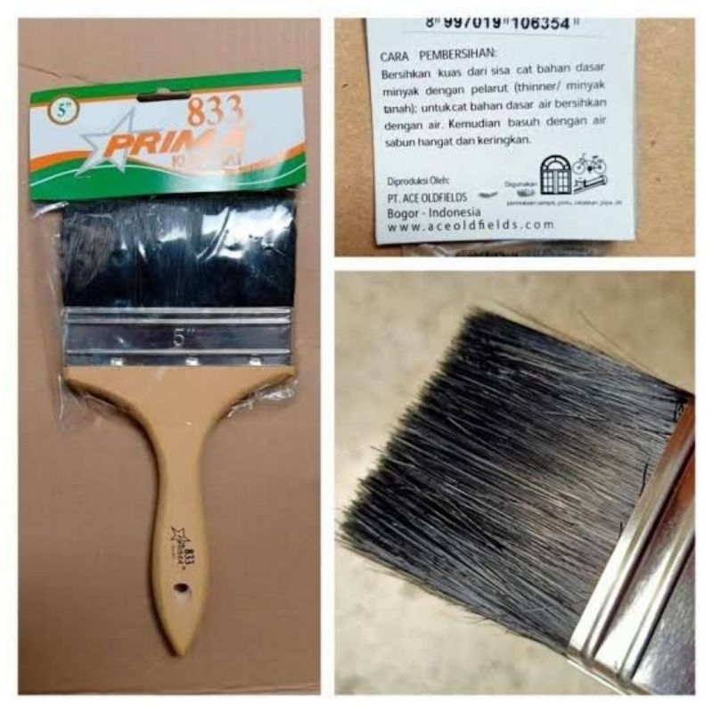 

Kuas Cat Prima Ace 833 Bulu Hitam Premium 1" 1.5" 2" 2.5" 3" 4" 5