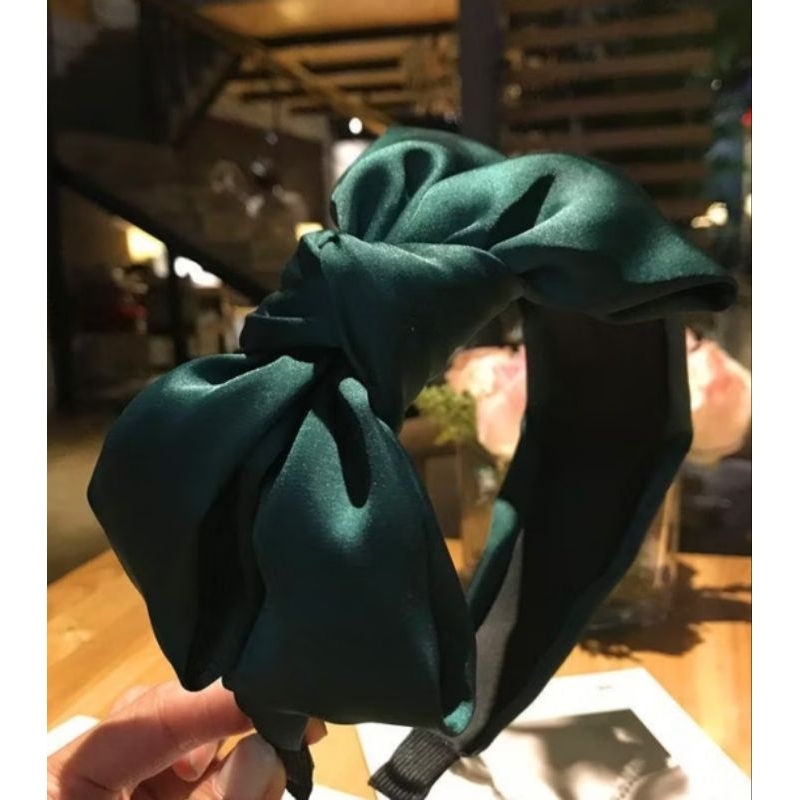 Bando Pita Hijau/ Bando Korea Satin Premium/ Bando Pita Natal