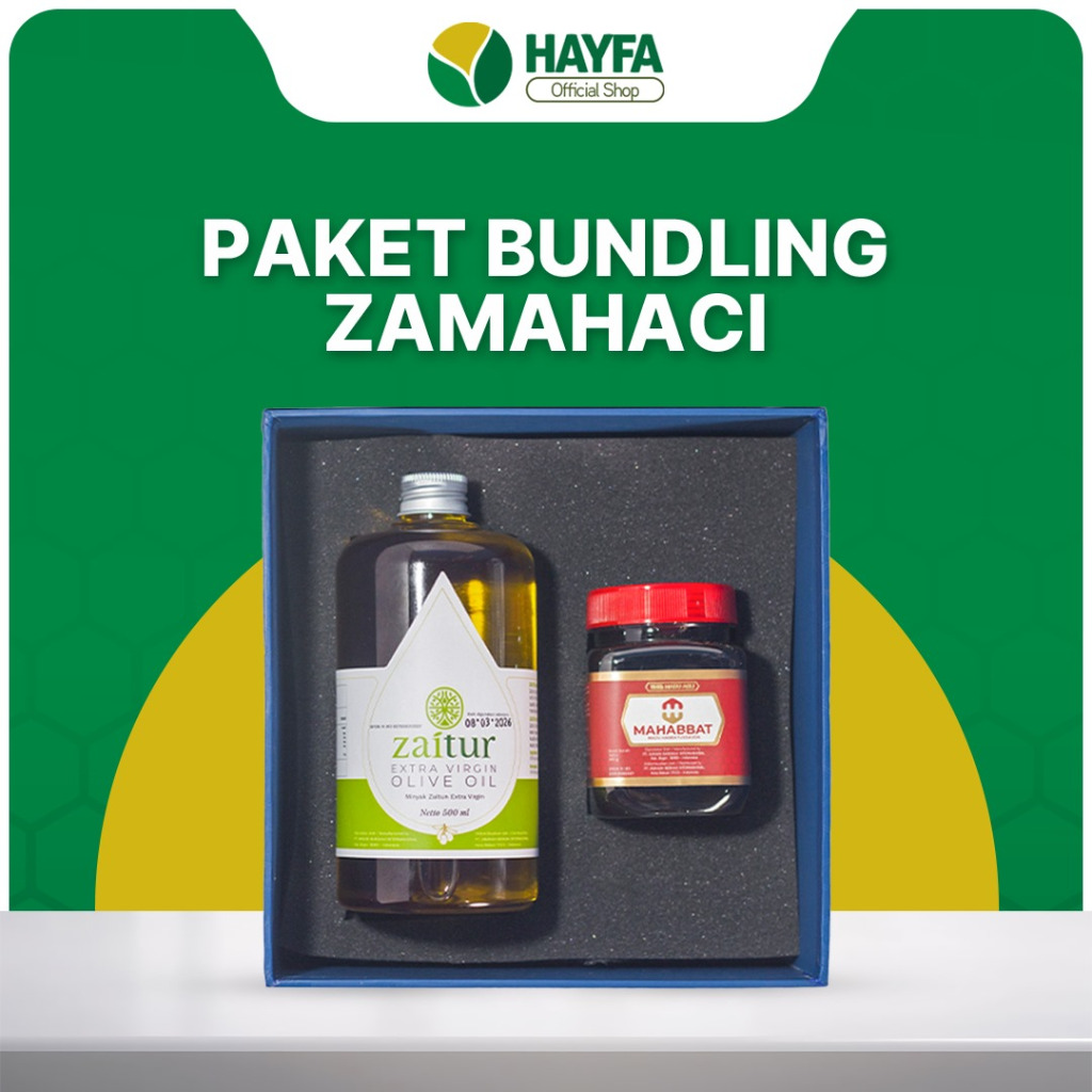

Hayfa12 Store- Paket Zamahaci Kecil-Madu Habbatussauda 280 gr | Minyak Zaitun 500 ml