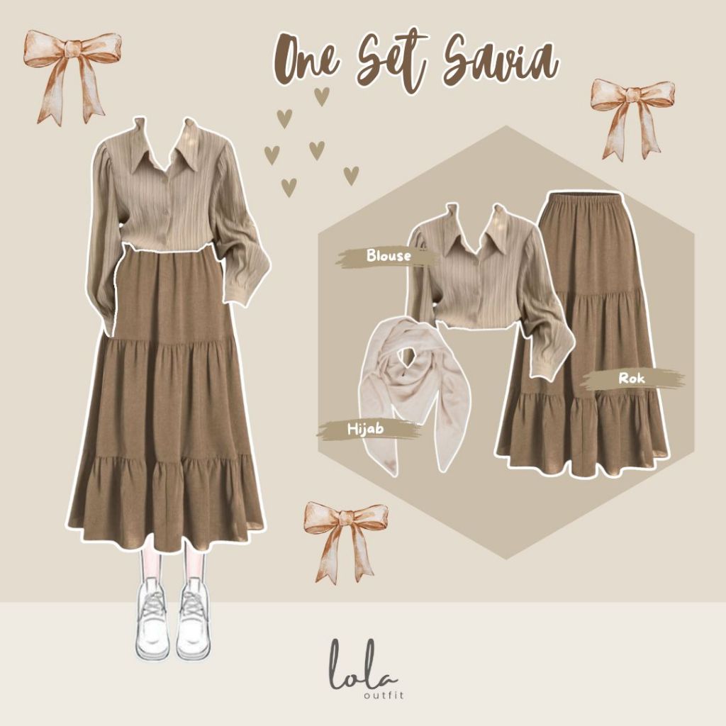 One Set Hafiza (Hijab, Blouse, Rok) Baju Setelan Wanita Model Korea, OOTD Hijab Korea