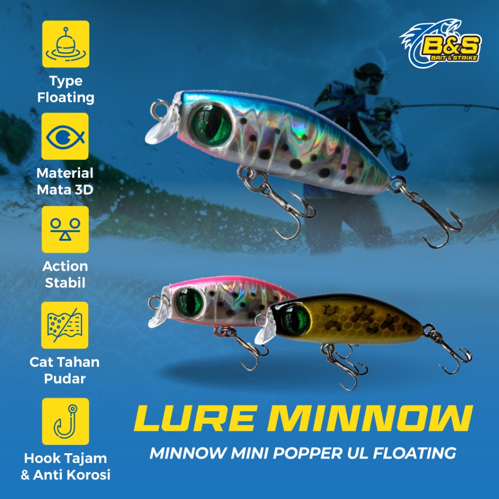 Umpan Minnow mini floating 2.5g/3.5cm mini popper Ultralight casting MN078