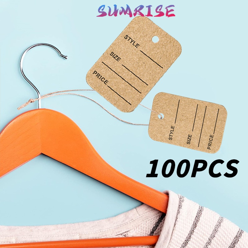 

100pcs Hang Tag Baju Hangtag Polos Kemasan Kraft Label Baju Merek Pakaian 20m Hang Tag Free Tali Label