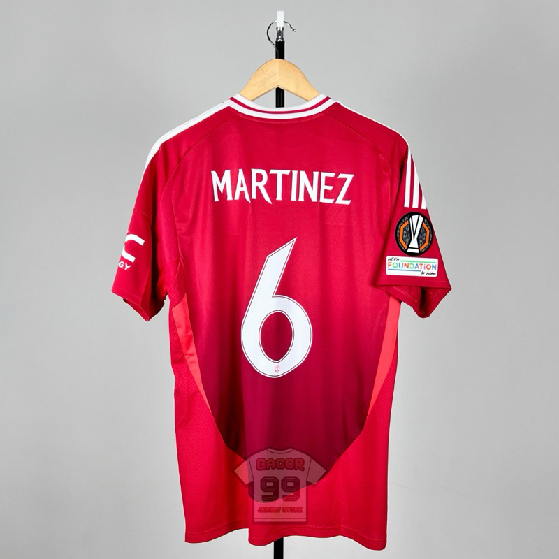 Man Utd 24/25 Home Jersey Original - Size XL - NNS Martinez 6 Cup Font + UEL Badge