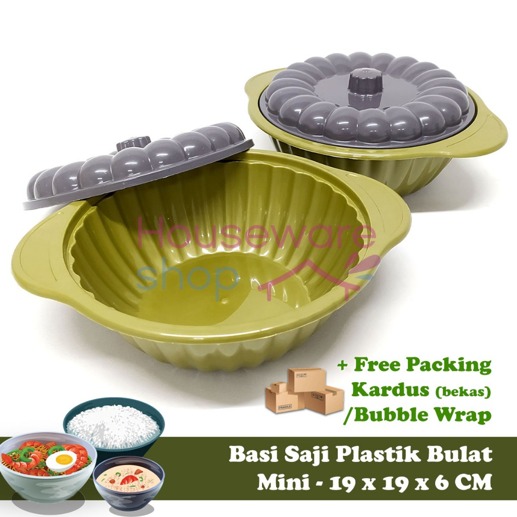 Tempat Saji Mini Plastik / Wadah Makan Bulat - Basi Bulat Miniso Warna Gold