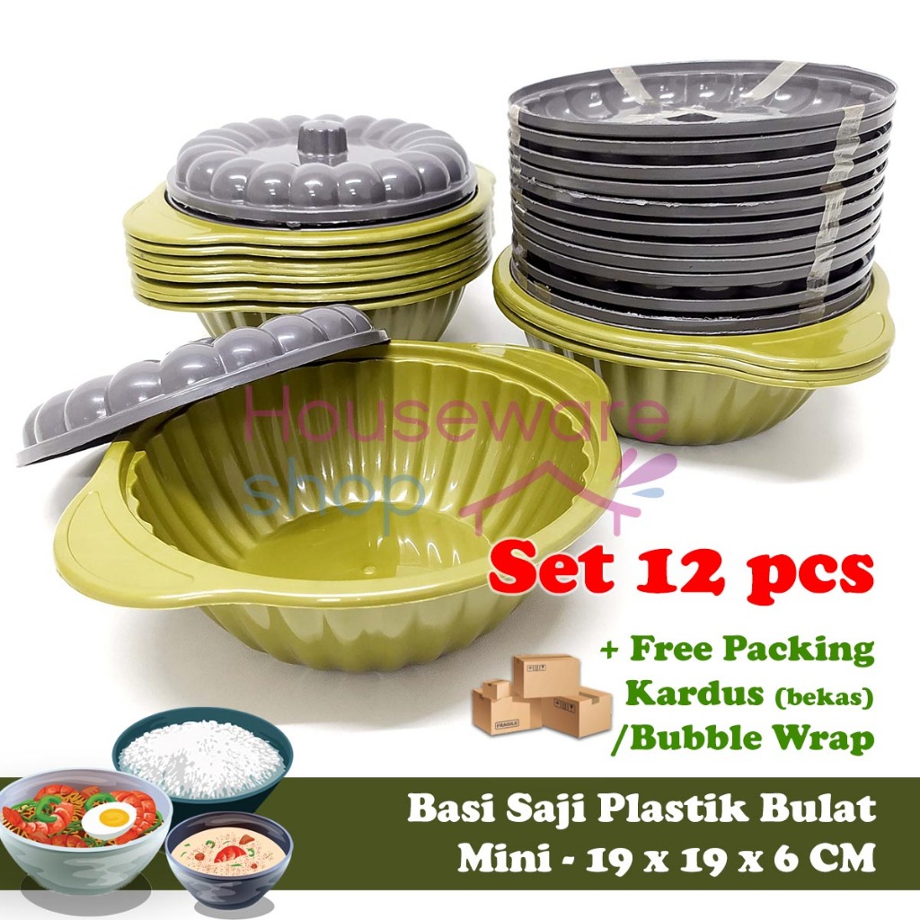 [LUSIN] Tempat Saji Mini Plastik / Wadah Makan Bulat - Basi Bulat Miniso Warna Gold