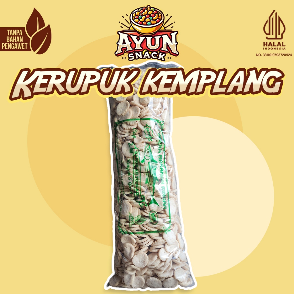 

KERUPUK KEMPLANG COIN 1 BALL 750GR - KERUPUK KEMPLANG KHAS PALEMBANG - KERUPUK Snack - AYUN SNACK
