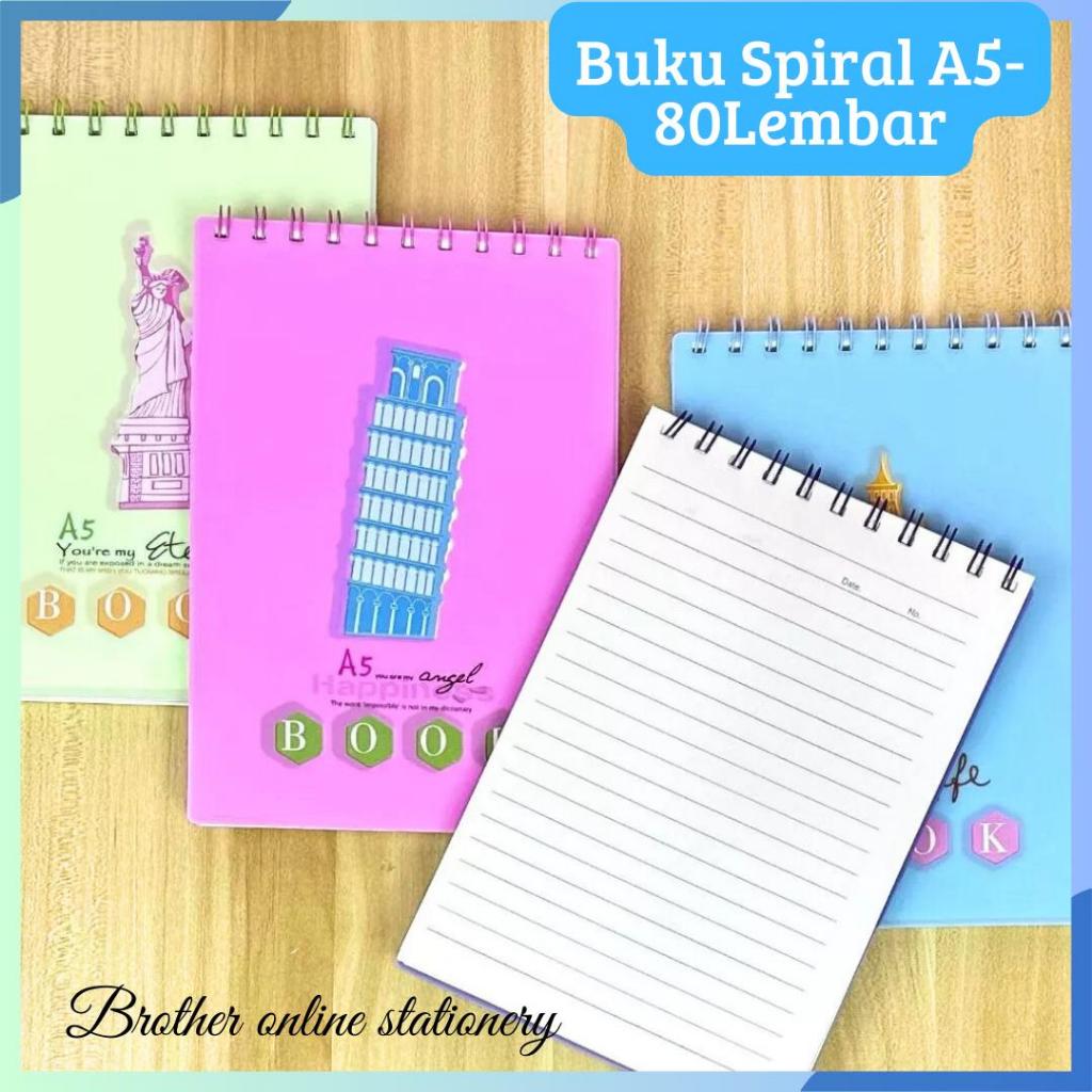 

BOS Notebook Spiral A5-80Lbr/Buku Spiral/Catatan/Ring Book/Diary/Notes