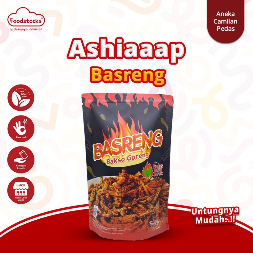 

Basreng Ashiaaap - Keripik Bakso Goreng Rasa Pedas Daun Jeruk 100gram