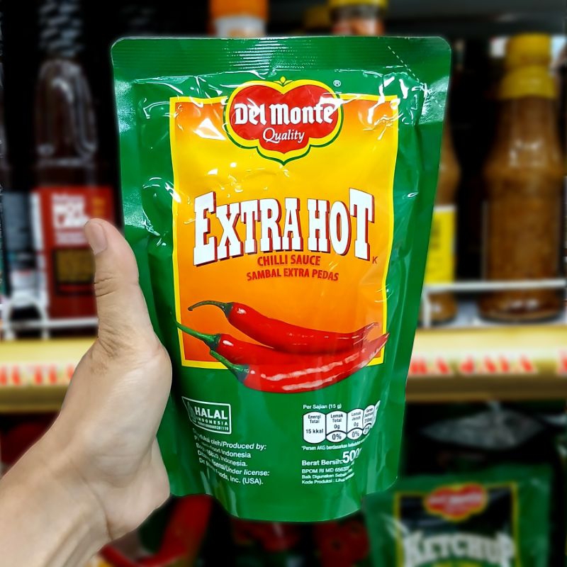 

Del Monte Saus Sambal Extra Hot Chilli Sauce Pouch 500gr