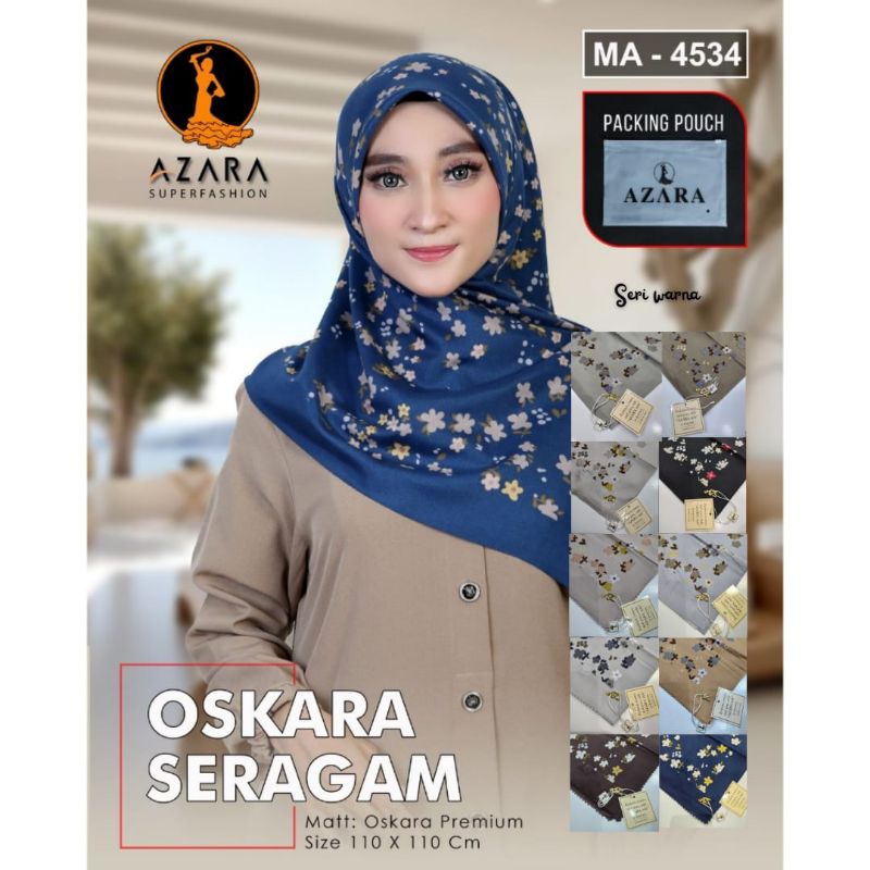 Azara Oskara Seragam Hijab Premium motif bunga free poch