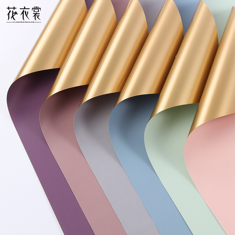 

(20 lembar) Termurah BICOLOR GOLD FRAME CELLOPHANE FLOWER WRAPPING , KERTAS BUNGA HAND BUKET