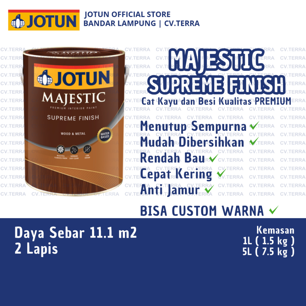 JOTUN MAJESTIC SUPREME FINISH MATT - Cat Kayu dan Besi Kualitas PREMIUM INTERIOR - 1,5 kg / 7,5 kg