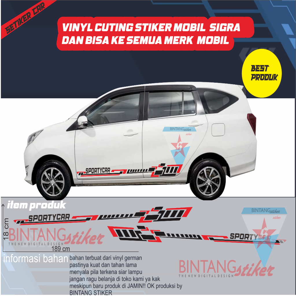 New  cutting stiker VINYL mobil stiker list belakang TOYOTA SIGRA, CALYA stiker terbaru