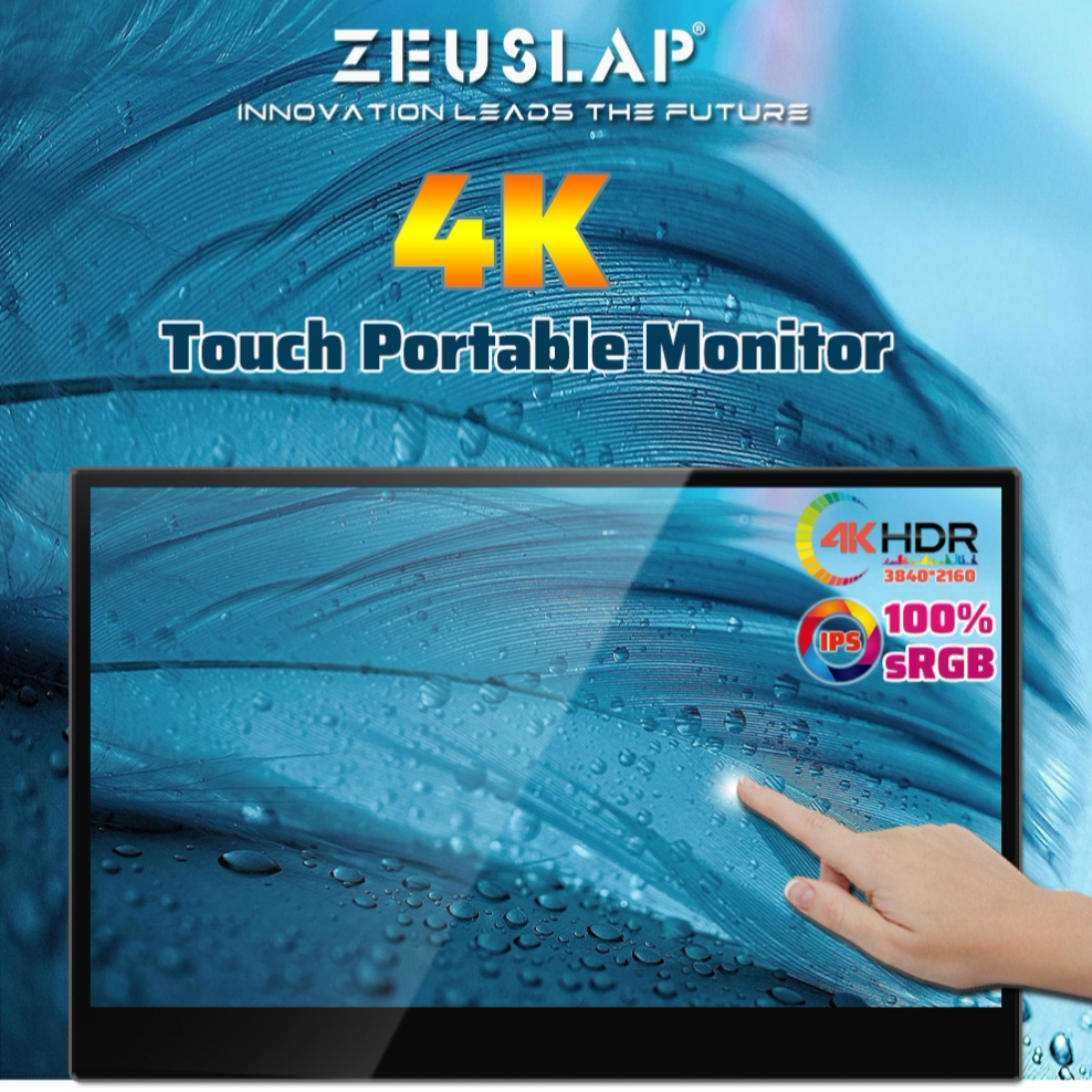 ZEUSLAP portable monitor Gravity Sense Auto-Rotate 4K 15.6inch Ultra HD Touching Portable Monitor
