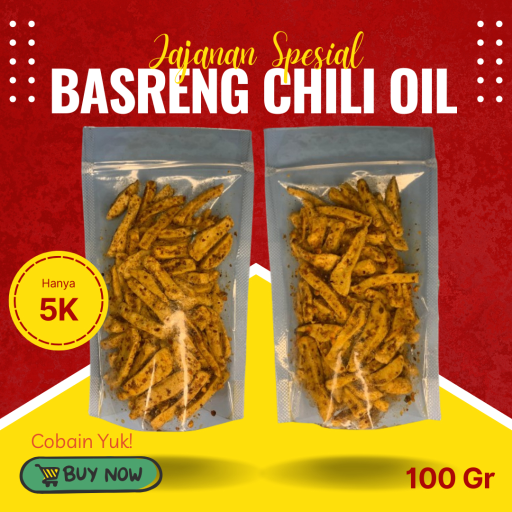 

Basreng Baso Goreng Original dan Pedas Chili Oil Daun Jeruk 100gr