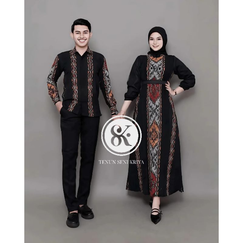 BAJU COUPLE TENUN SET PREWEDDING KONDANGAN TERBARU - GAMIS TENUN COPLE  TUNANGAN - GAMIS COUPLE AZEL