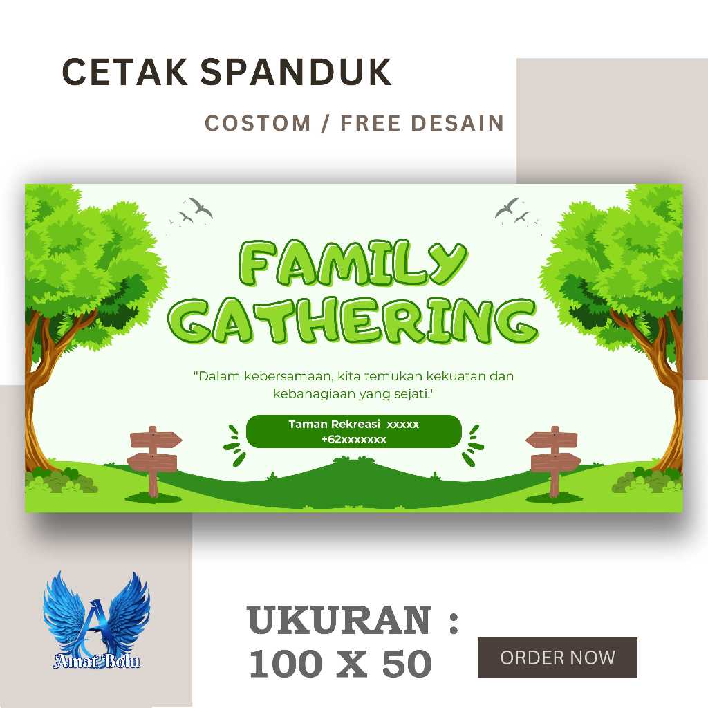 Cetak Spanduk ,Banner FAMILY GATHERING Ukuran 100X50 cm Bisa Request