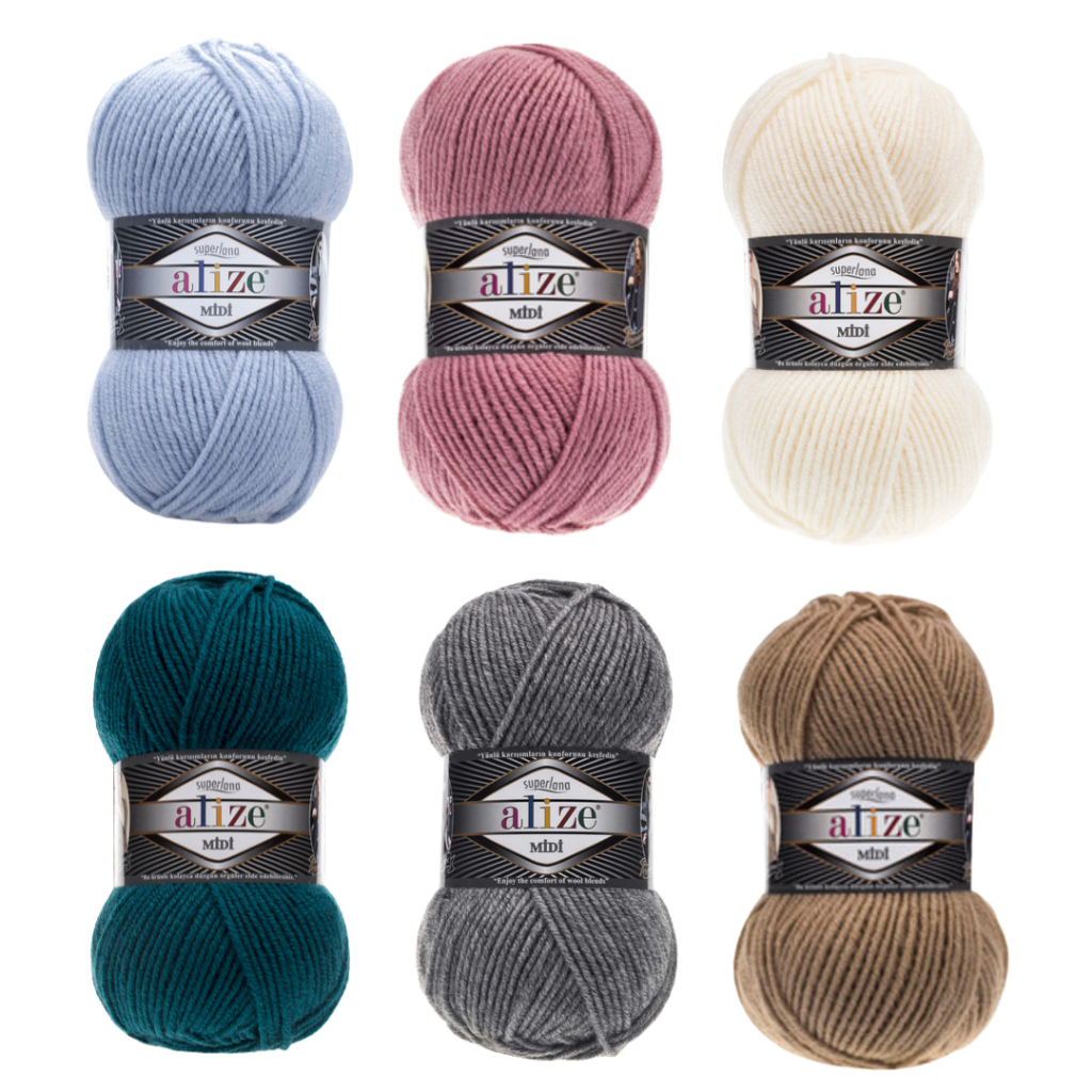 Benang rajut wol tebal Alize Superlana Midi wool yarn