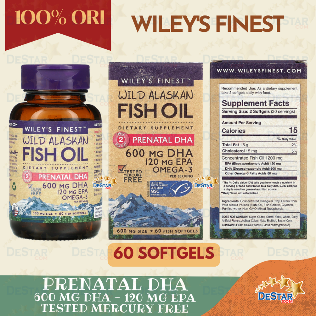 WILEY'S FINEST Wild Alaskan FIsh Oil Peak EPA Easy Swallow Cholesterol Support Prenatal DHA Kids Beg