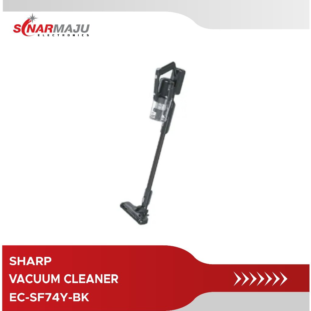 Vacuum Cleaner Sharp EC-SF74Y-BK - Penyedot Debu Cordless DC Hitam 2.5 kg, Kapasitas Debu 0.3 L
