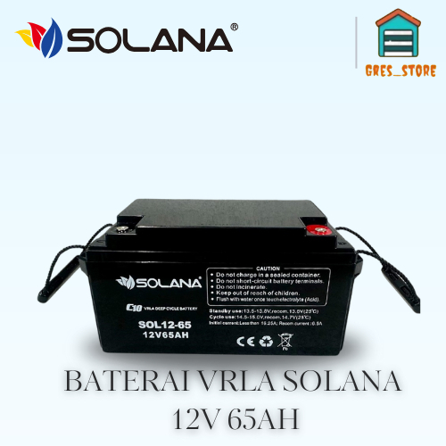 BATERAI SOLANA 12V 65AH AKI UPS SOLANA AKI SOLAR PANEL BATERAI VRLA - SOLANA 12V 65AH