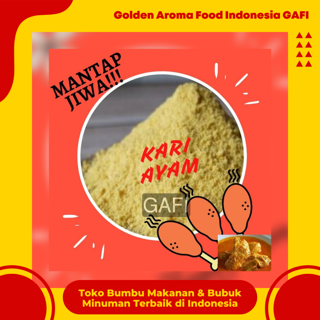 

GAFI Food Bumbu Tabur Rasa Kari Ayam 1 Kg Lezat Halal, Chicken Curry Flavour Seasoning Powder 1Kg