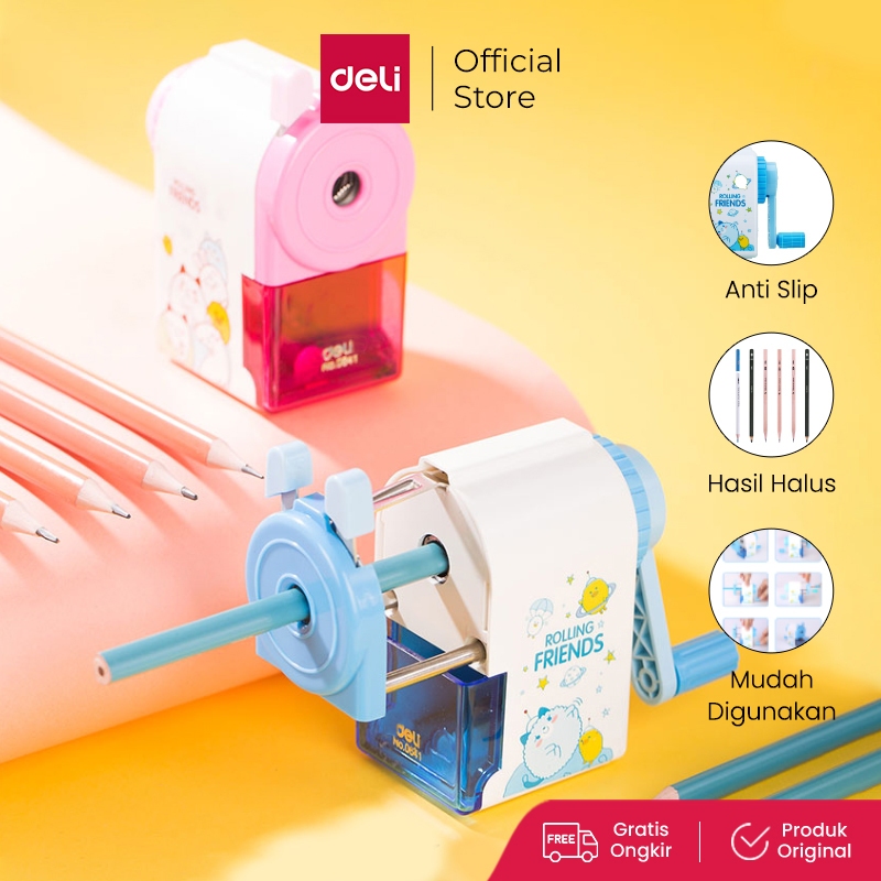 

Deli Rautan Pensil Putar / Rotary Pencil Sharpener Pink Biru Lucu 0641