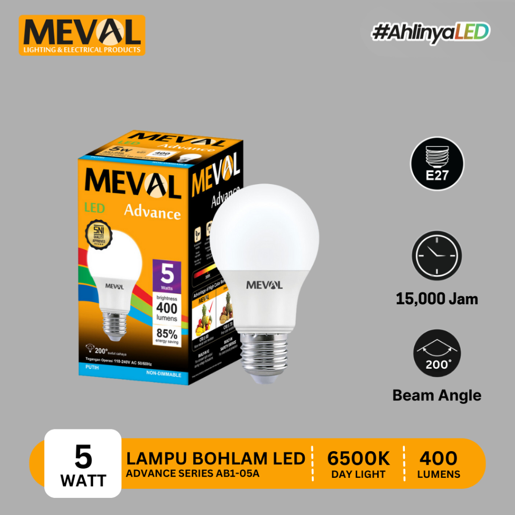 MEVAL Lampu Bohlam LED Bulb Advance 5 Watt