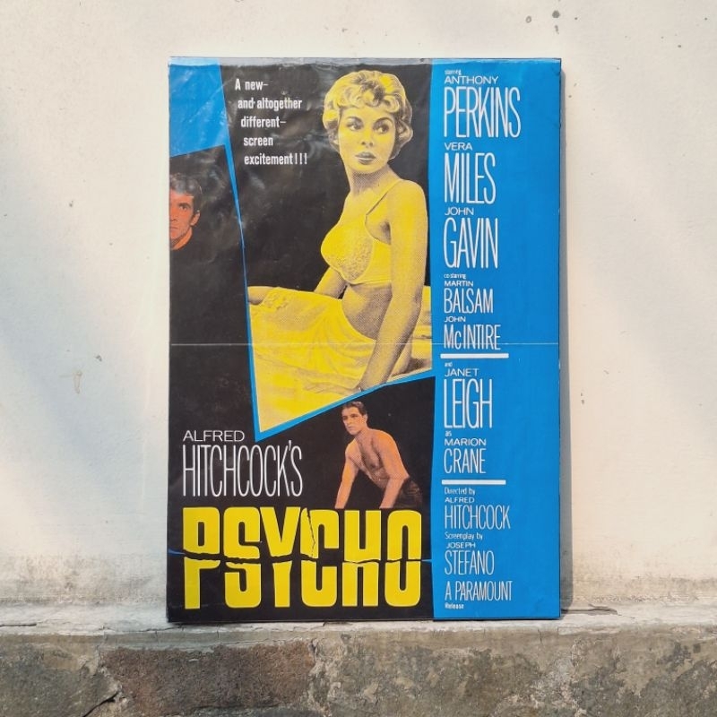 poster film jadul Psycho Alfred Hitchcock lawas jadul ukuran sedang