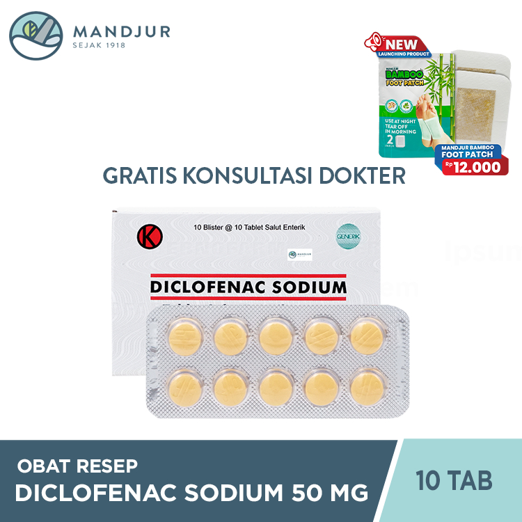 Diclofenac Sodium / Natrium Diklofenak 50 Mg Strip Isi 10 Tablet