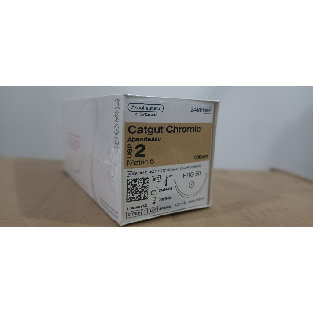 Benang Bedah Chromic Catgut 2 HRG 50 (Assut Sutures)
