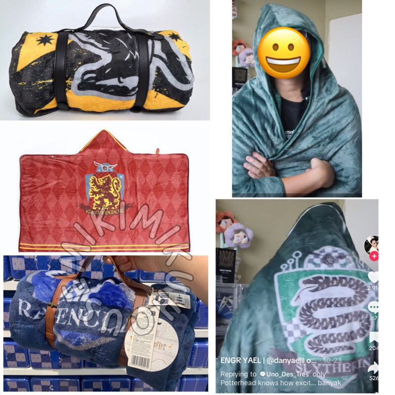 MINISO x HARRY POTTER HOODED BLANKET GRYFFINDOR RAVENCLAW SLYTHERIN HUFFLEPUFF SELIMUT HOODIE HOGWAR