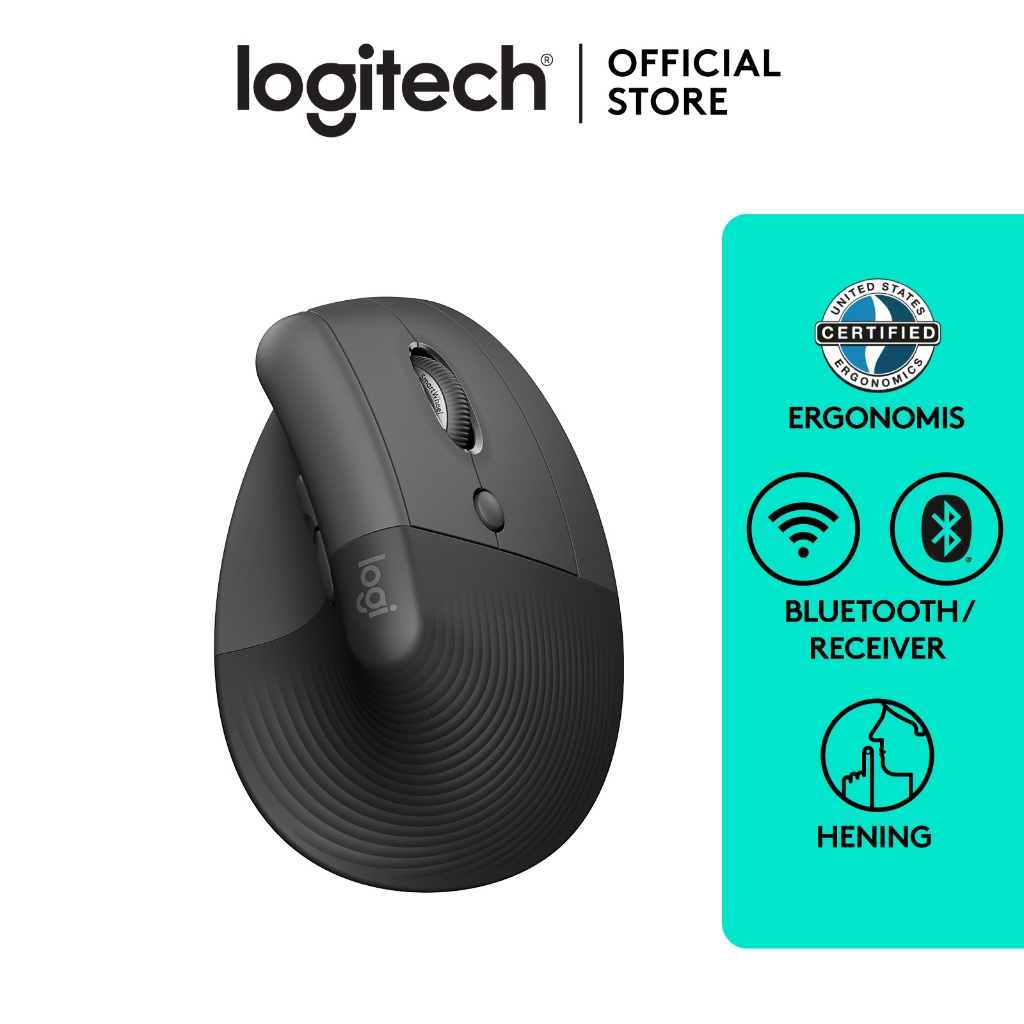 Logitech LIFT Mouse Ergonomic Vertical Wireless Bluetooth Silent - Graphite