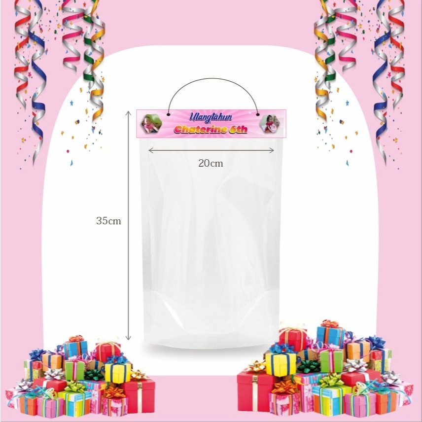 

Tas Snack (Plastik) Ultah | UK 20x35cm | Minimal Order 20pcs