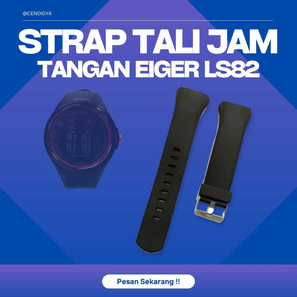 Strap Tali Jam Tangan Eiger Rubber LS82 LS-82 Watch Replacement Band Hitam