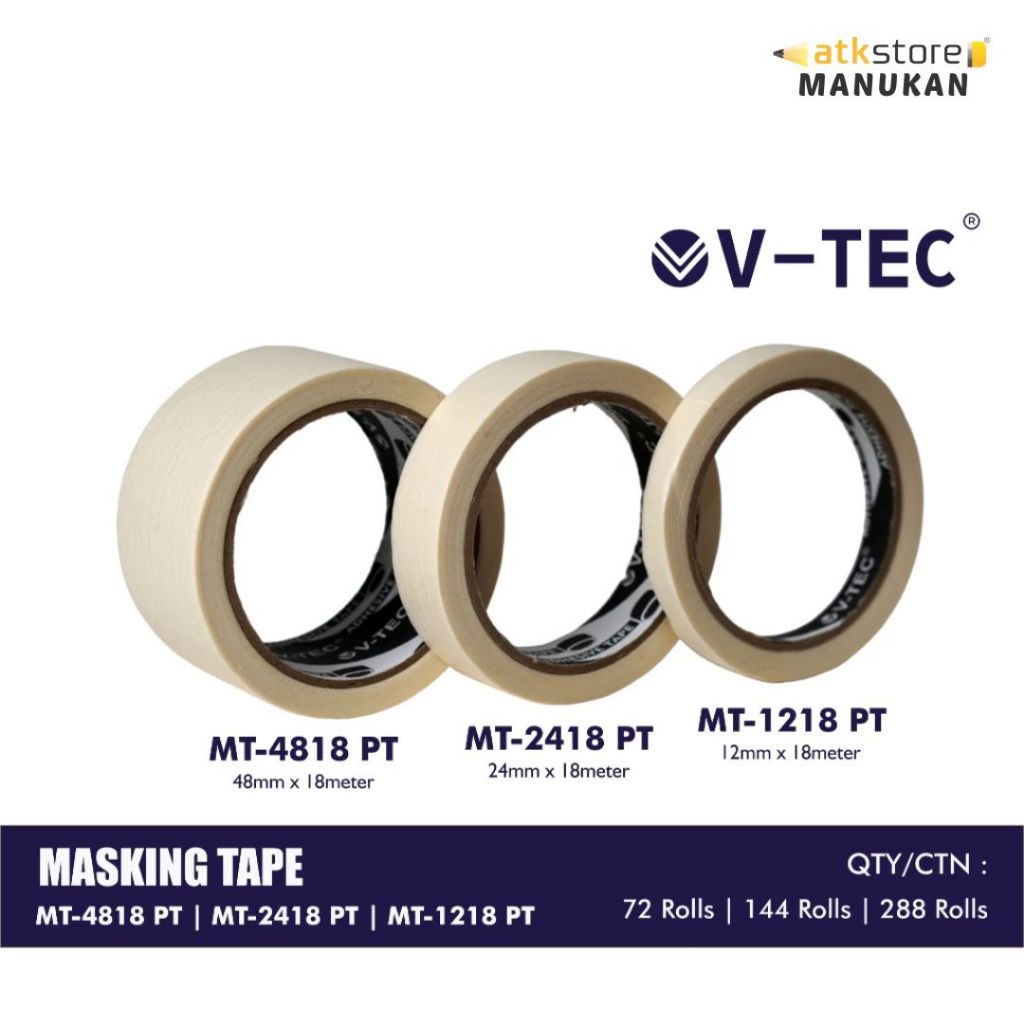 

Lakban Isolasi Kertas Tahan Air V Tec Masking Tape Putih 12 24 48 mm x 12 meter