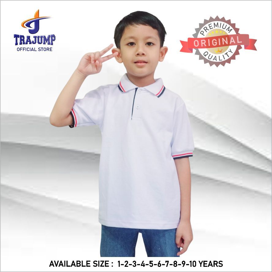 Polo Shirt Anak Putih Lacoste CVC Pique 24s Premium Quality