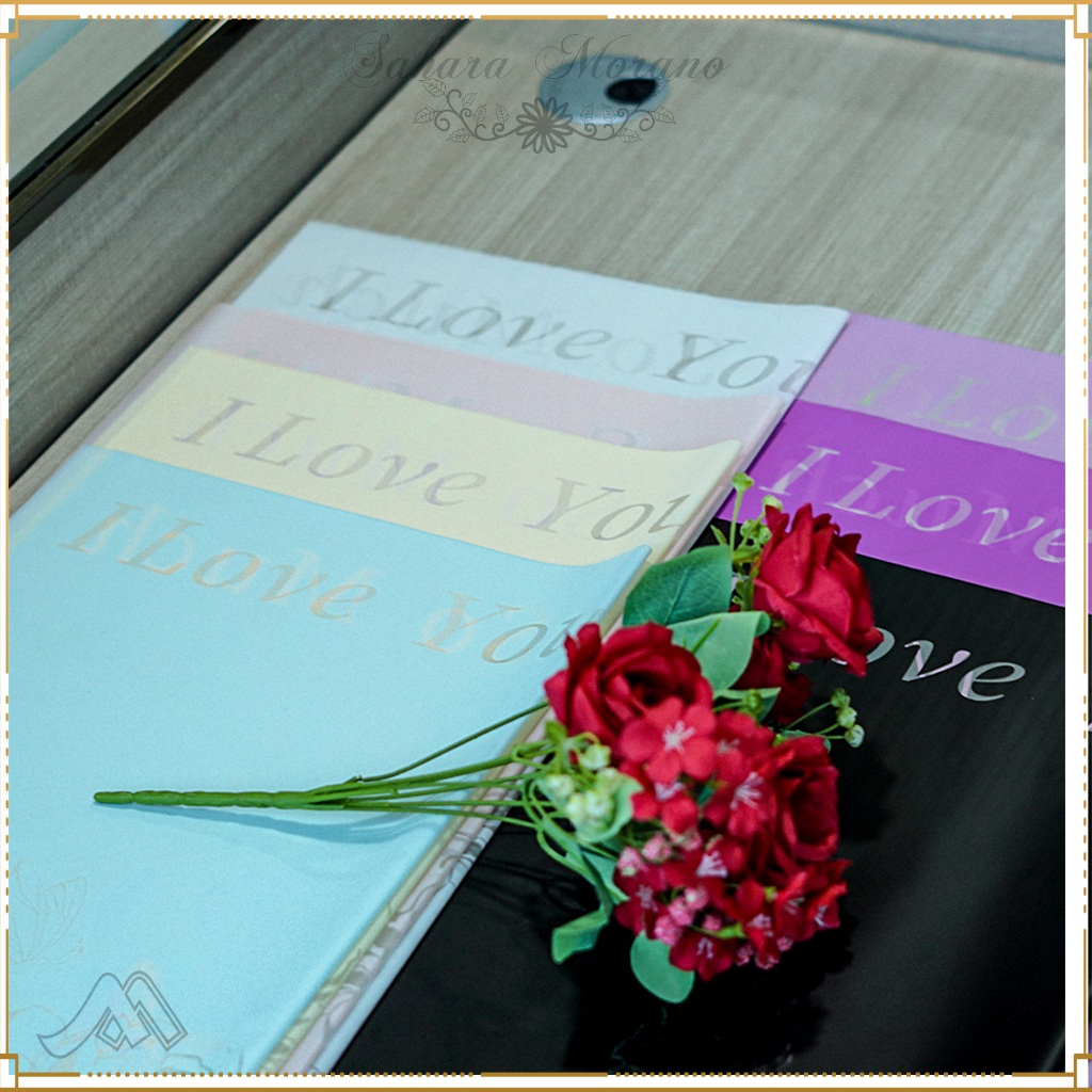 

20 Pcs Flower Wrapping Motif Bunga Text I Love You Cellophane Waterproof Kertas Buket Bunga