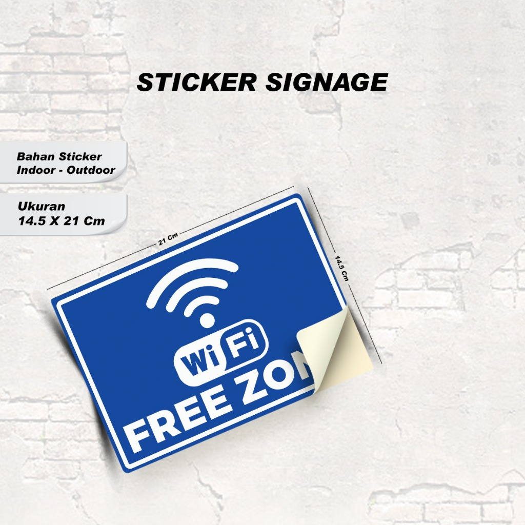 

STIKER FREE WIFI ZONE MURAH BAHAN VINLY / STIKER FREE WIFI UKURAN 14.5 X 21 / STIKER SIGNAGE / INDOOR - OUTDOOR,,,