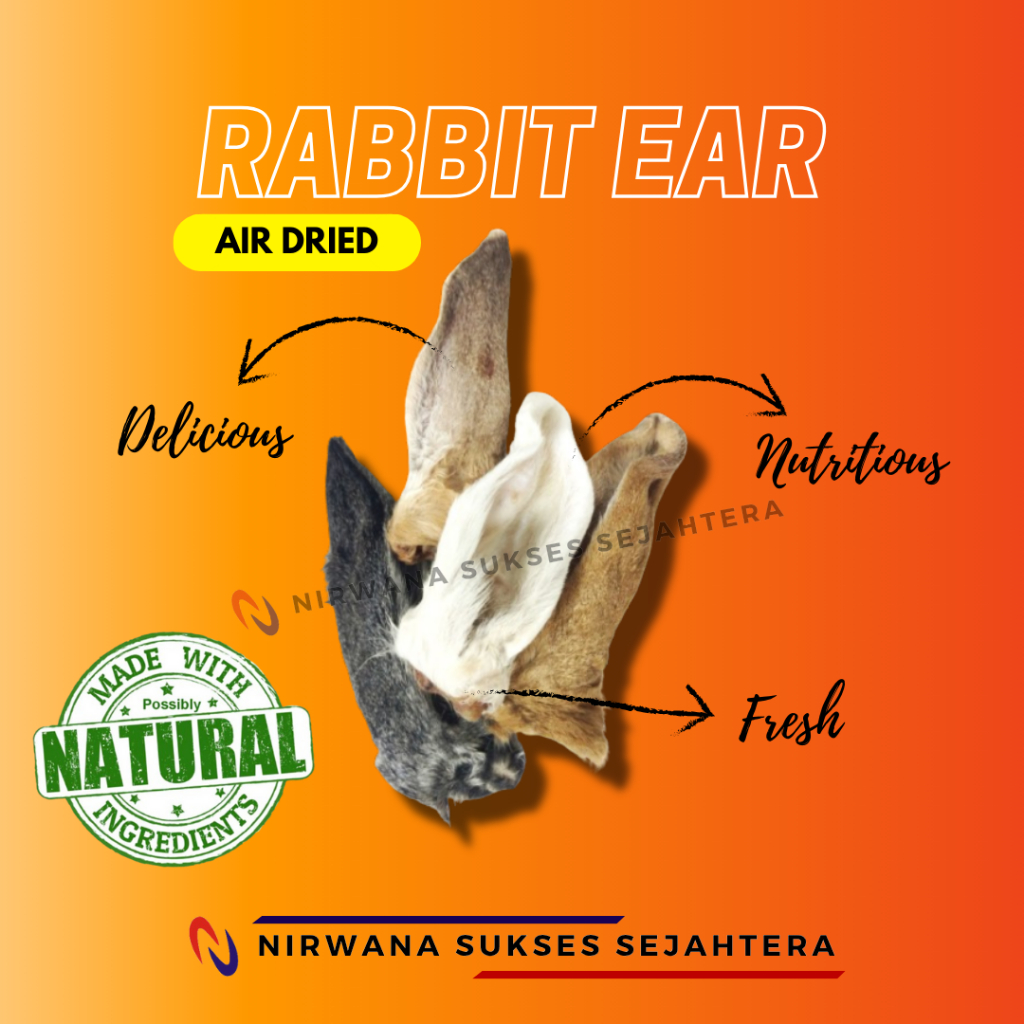 

TELINGA KELINCI KERING / DEHYDRATE, AIR DRIED RABBIT EAR. CHEWS, TREATS, DENTAL CARE, SNACK FROM 100% NATURAL INGRADIENT NO ADDITIVE FOR DOG