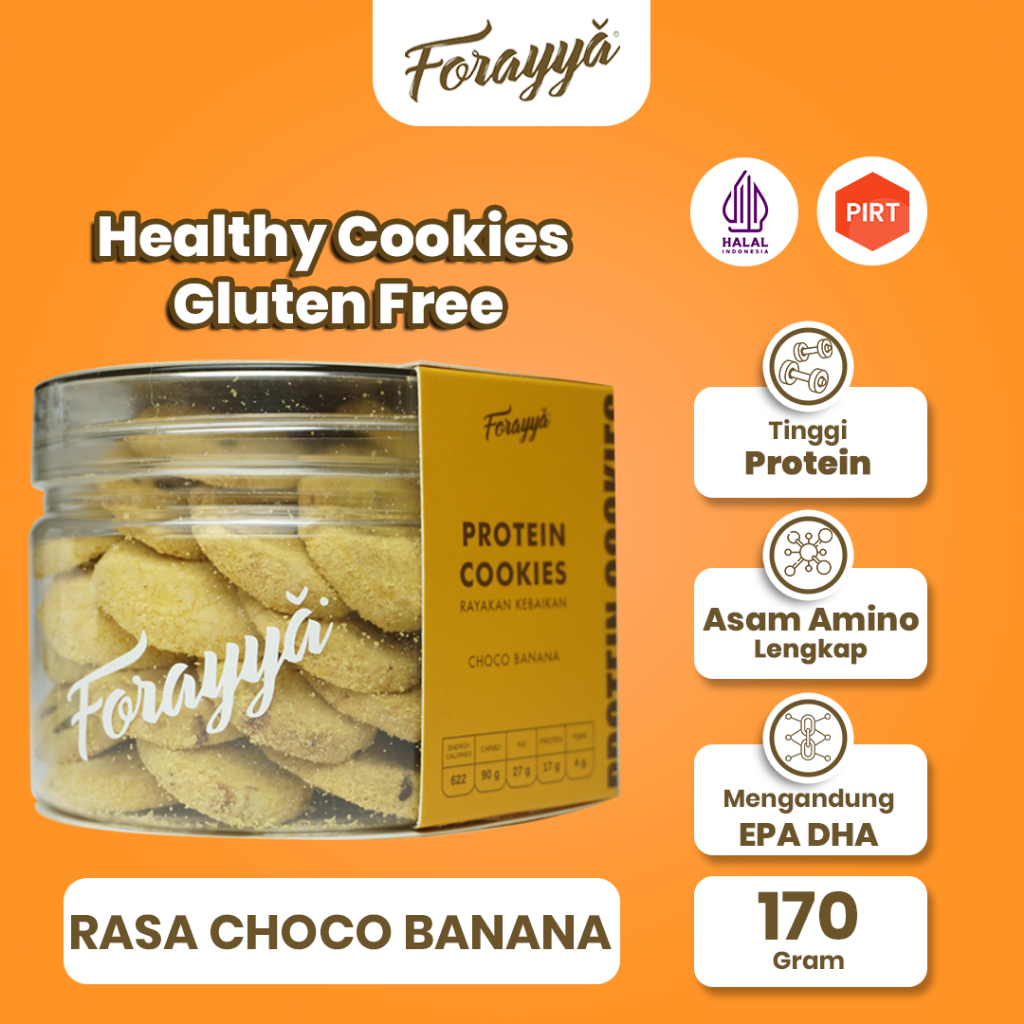 

Protein Cookies Jar Choco Banana 150g - Kue Kering Forayya Gluten Free Tinggi Protein Asam Amino