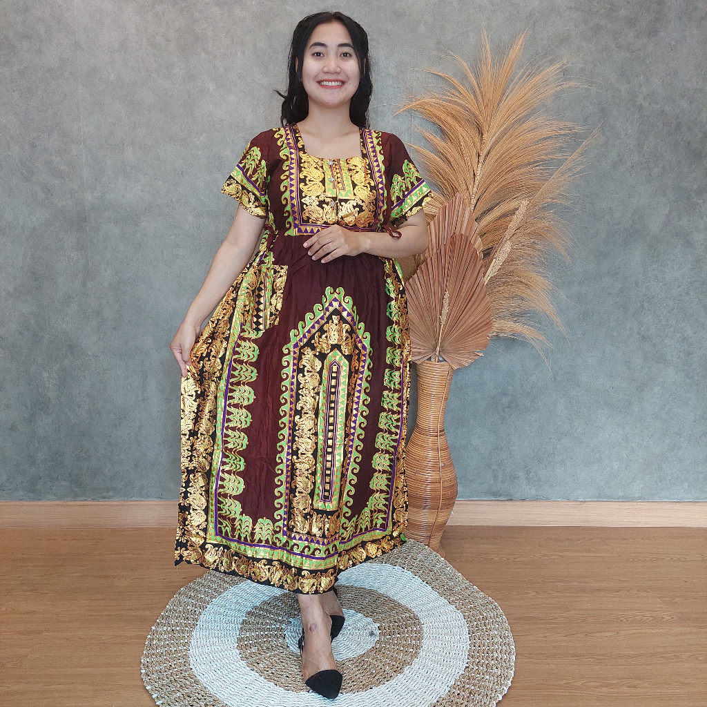 Kartika Batik Home Dress Foil Jodha  0073 Longdress Tali 4 Lengan Pendek Rayon Premium Busui Hijab F
