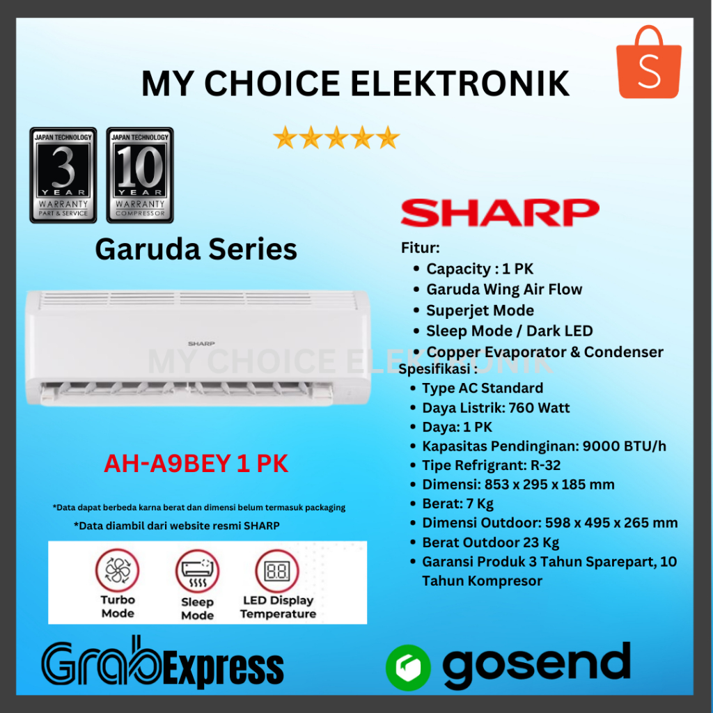 AC SHARP 1PK  AH-A9BEY / AH-A  9 BEY (Unit Only)