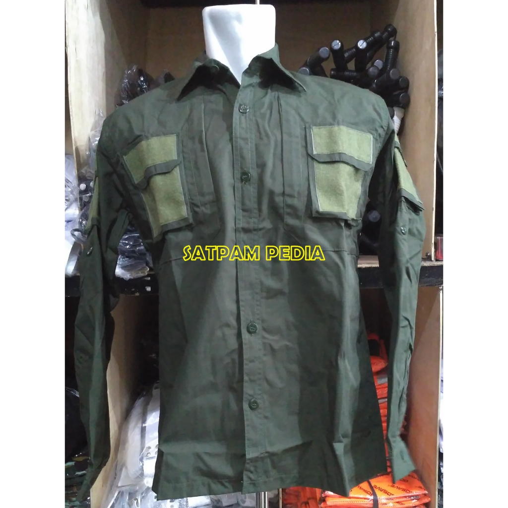 Kemeja Pria Model Tactical Hijau - Baju Kemeja Tactical Riptop