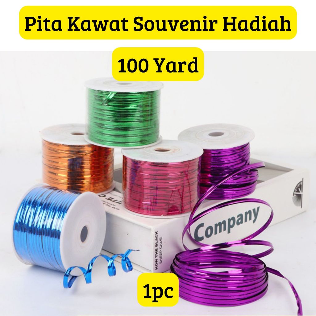 

Pita Kawat / Pita Souvenir / Tali Kawat Warna Warni / Kawat Metalik 100 Yard - Harga/pc