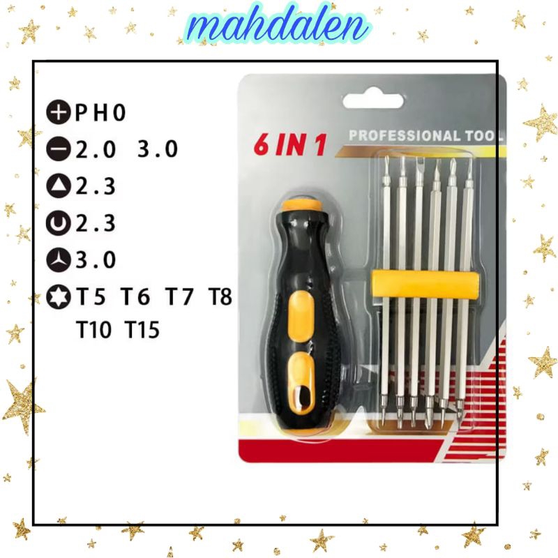 {B} OBENG SET 7 PCS BOLAK BALIK - 12 MATA OBENG  Y/U PLUM BLOSSOM SEGITIGA OBENG MULTIFUNGSI